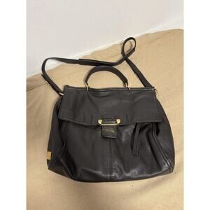 Kooba Pebbled Leather Shoulder Bag Womens Brown Top Handle Crossbody Satchel